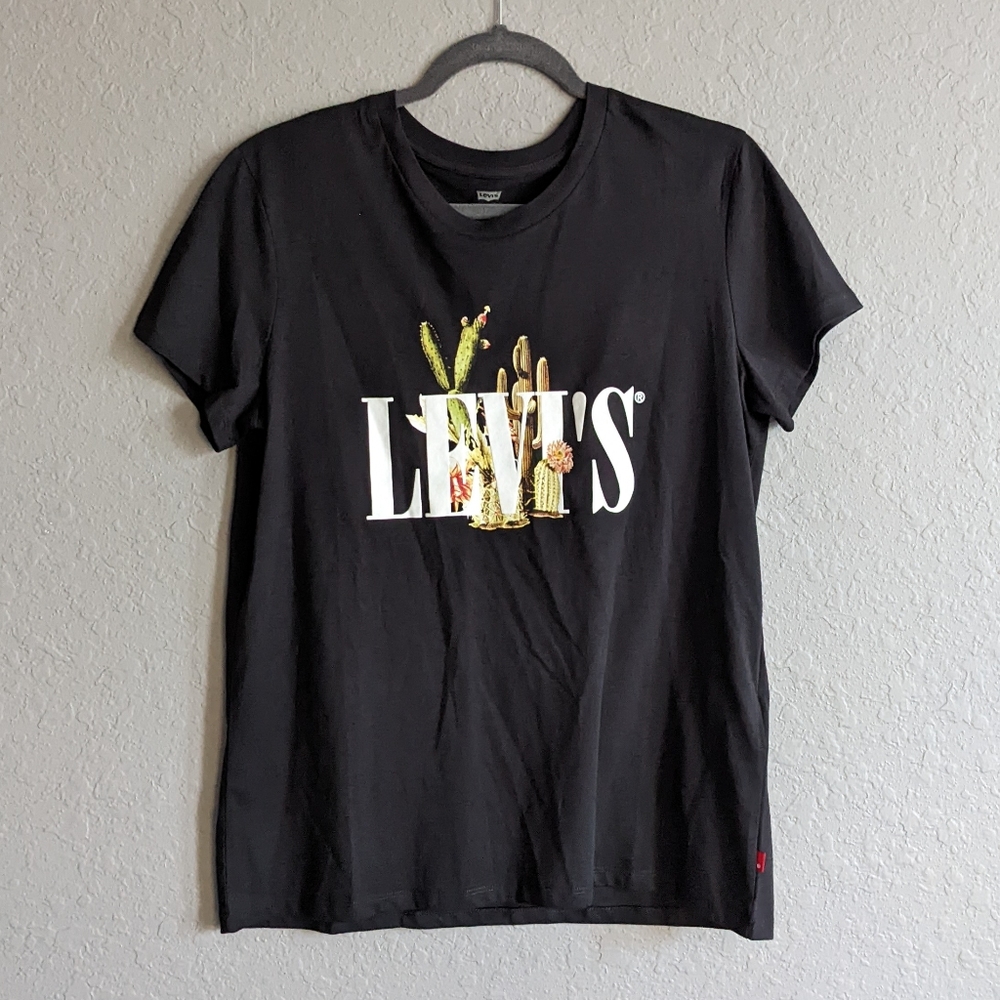 Levi's Black Tee with Cactus Design